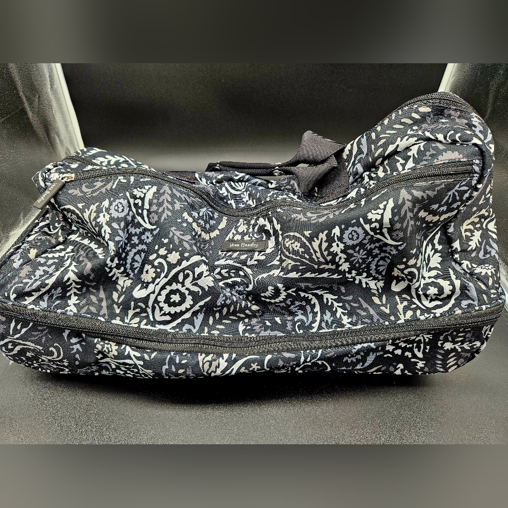 Vera Bradley Black and White Duffel Bag with Intricate Pattern